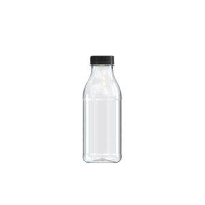 Botella de plástico PET de 500 ml cilíndrica con tapón negro