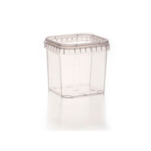 Tarrina rectangular con tapa hermética de 1.200cc para uso alimentario