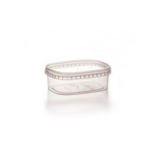 Tarrina rectangular con tapa hermética de 300cc para uso alimentario