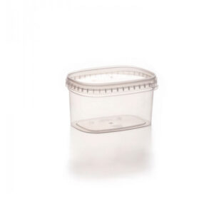 Tarrina rectangular con tapa hermética de 500cc para uso alimentario